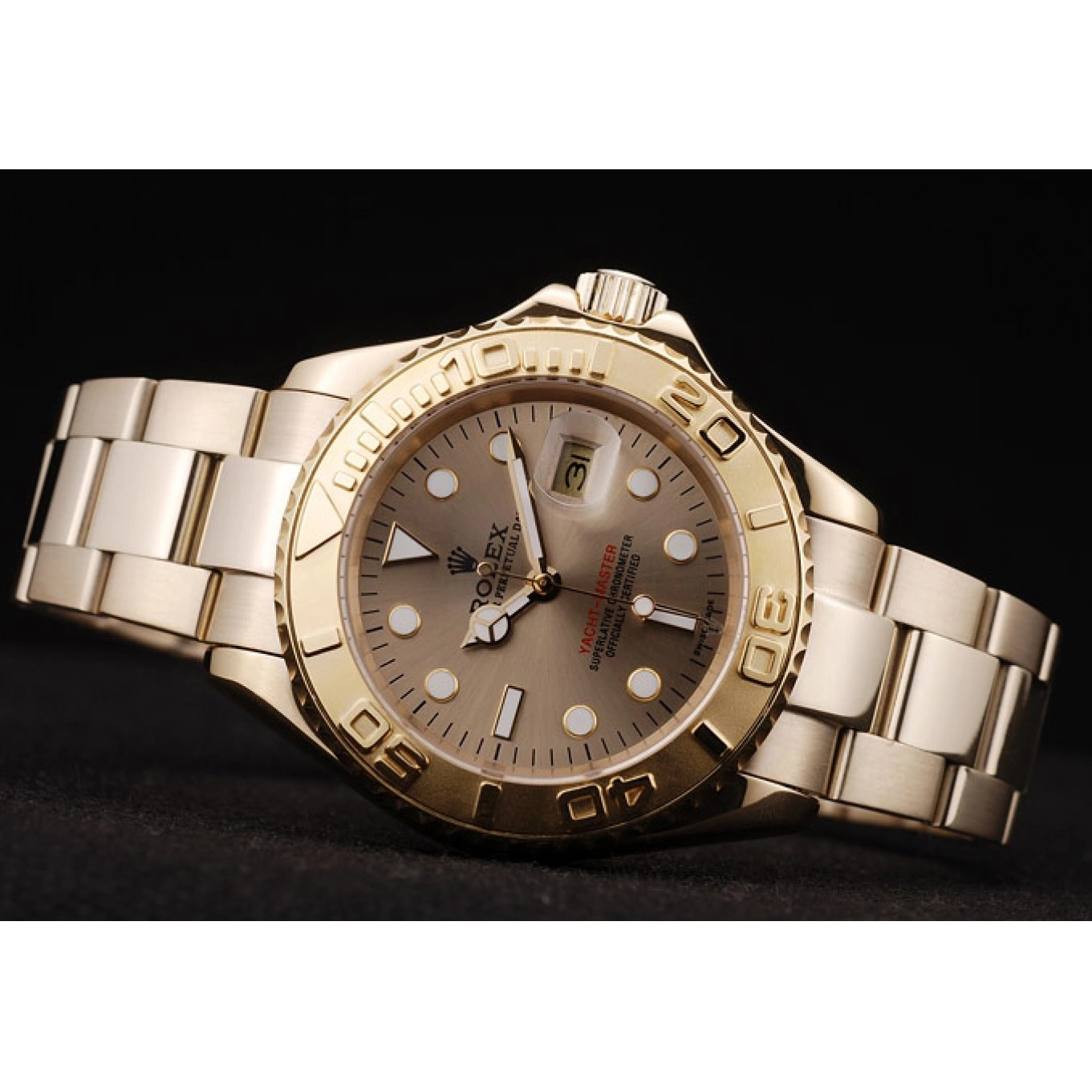 Aaa replica watch Dial Gold Master Rolex 98232 Yacht Gold Bezel 0624